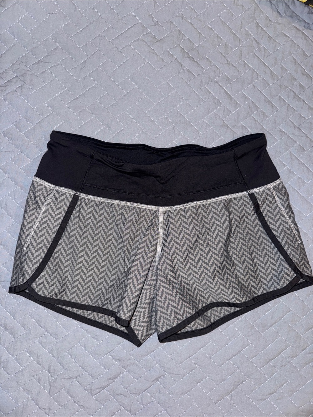 lululemon athletica Black and Gray Chevron Athletic Shorts